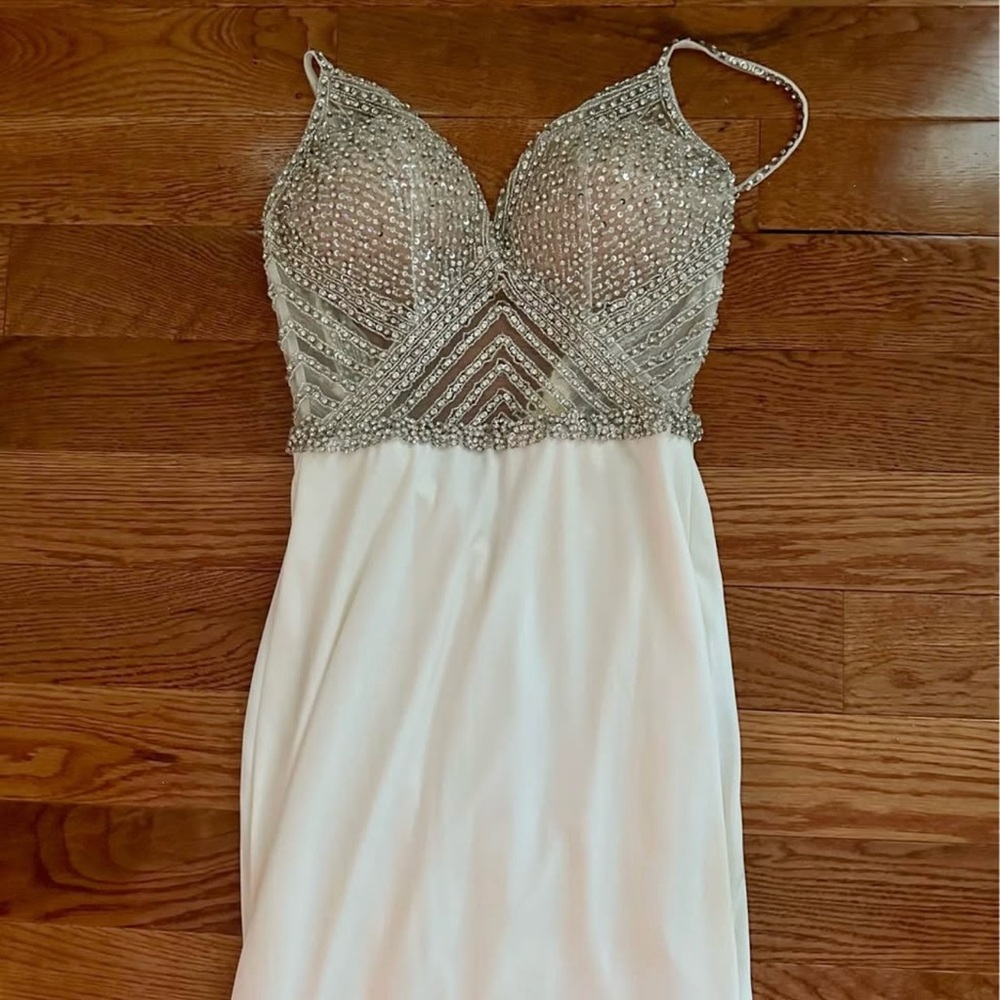 Jovani Silver and White Pageant/Prom Dress